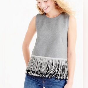 J.Crew Fringe-Finished Sleeveless Top | Modern Textured Tank | Size XS